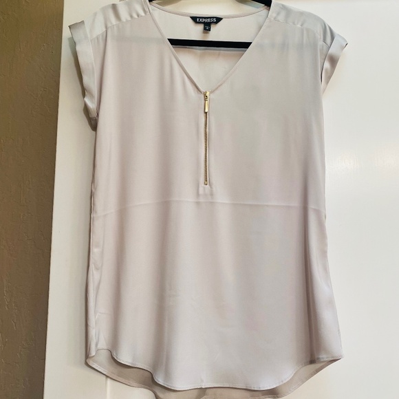 Express Tops - Express Short Sleeve Satin Blouse